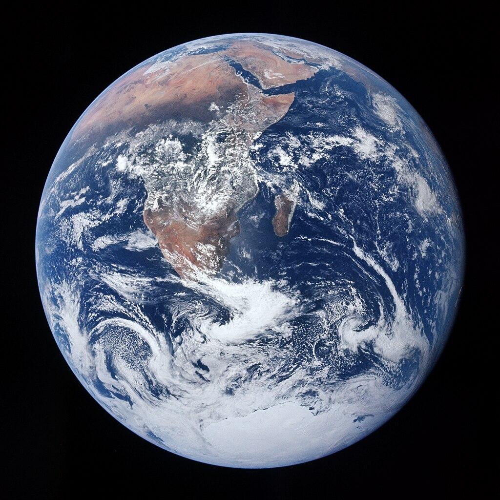 The famous "blue marble" photo of Earth.
